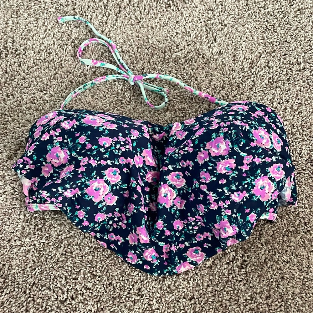 Floral Hot Water Large bandeau swimsuit top.